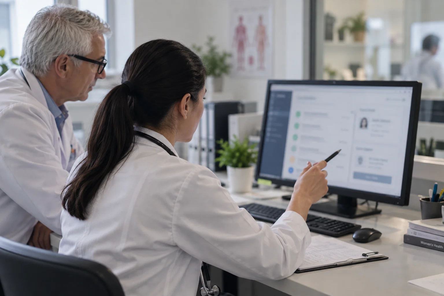 Healthcare professionals using workflow automation software